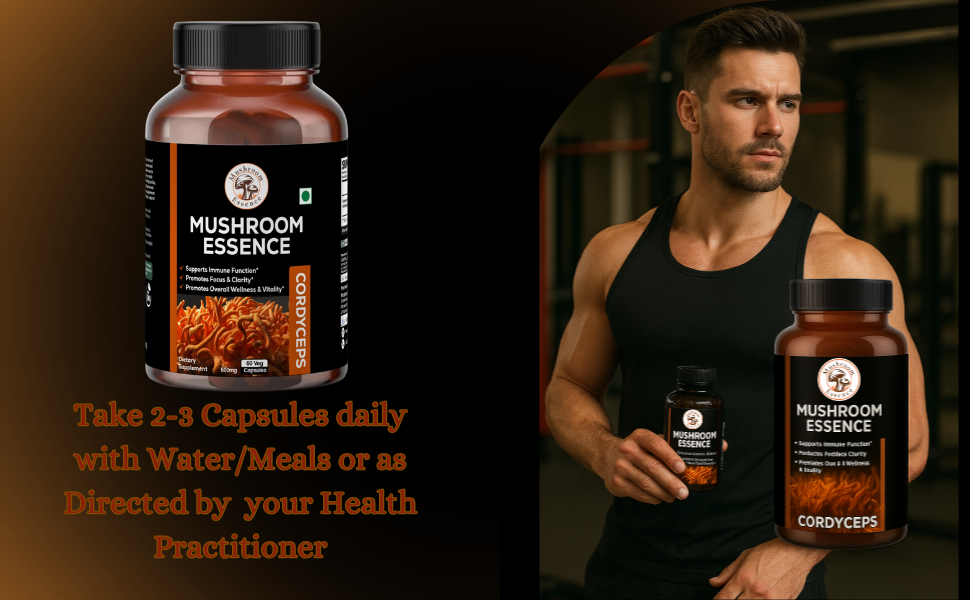 Cordyceps Mushroom | Cordyceps Militaris Extract 500mg-30 capsules | Natural Energy and Endurance Booster - Capsules 30% Beta Glucan
