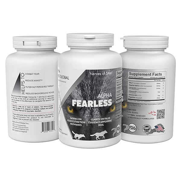 Alpha Fearless Capsule | Made with NALT, N-Acetyl-L-Tyrosine, Nigella Sativa, Kalonji extract, Jiaogulan extract, Gynostemma Pentaphyllum | Helps to Reduce Anxiety & Filter out imagined fears from real | 60 Cap.