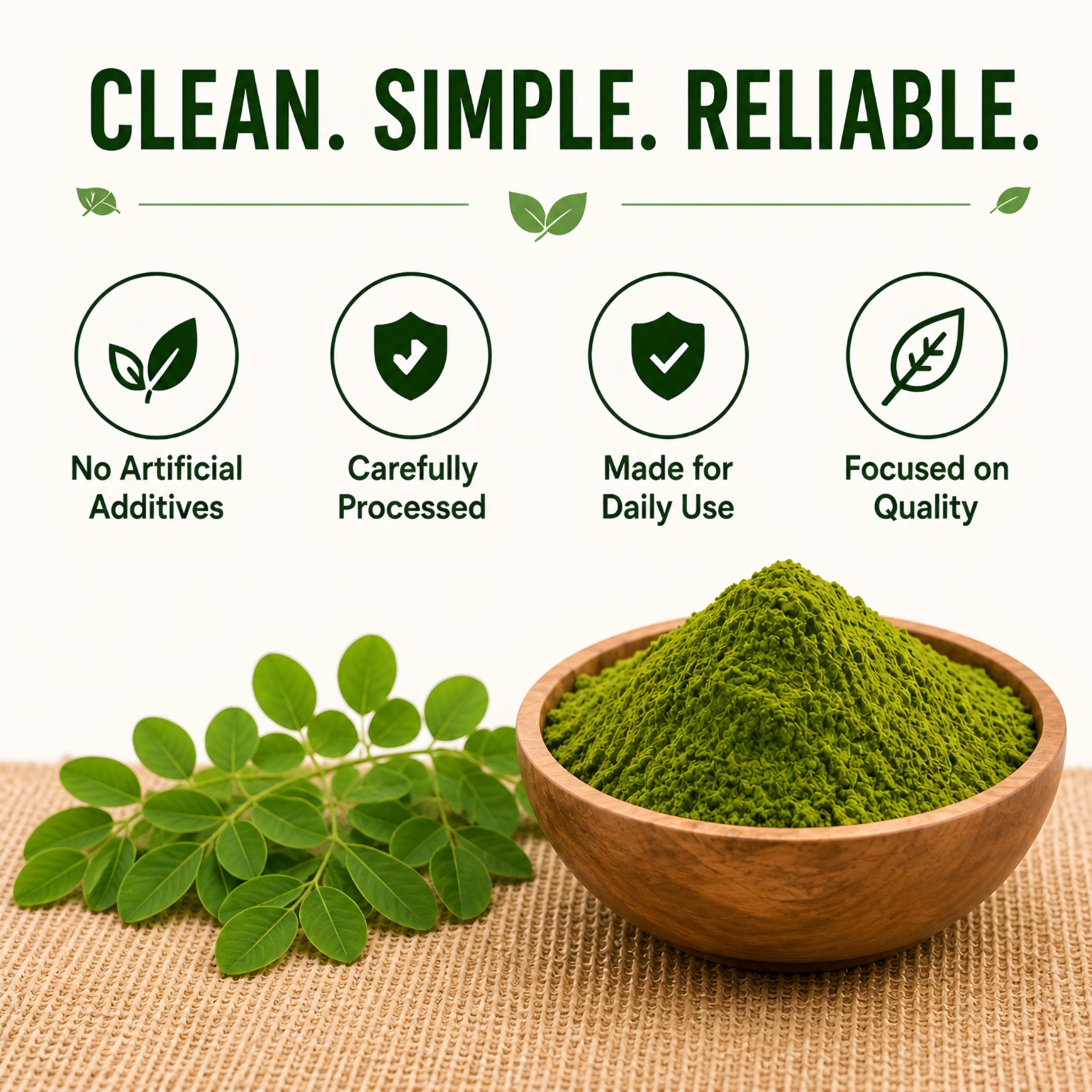 Moringa Powder 200g | 100% Natural Superfood Supplement | Pure Green Herbal Powder | Rich in Vitamins, Minerals & Antioxidants