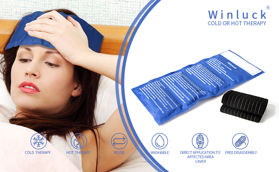 Reusable Gel Ice Pack 2 Piece Set Soft Cold Hot Compress Wraps with Straps