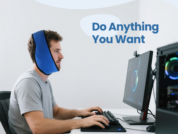LotFancy Face Ice Pack Wrap for TMJ, Wisdom Teeth, with 4 Reusable Hot Cold Therapy Gel Packs, Pain Relief for Head, Oral and Facial Surgery, Dental Implants, Blue