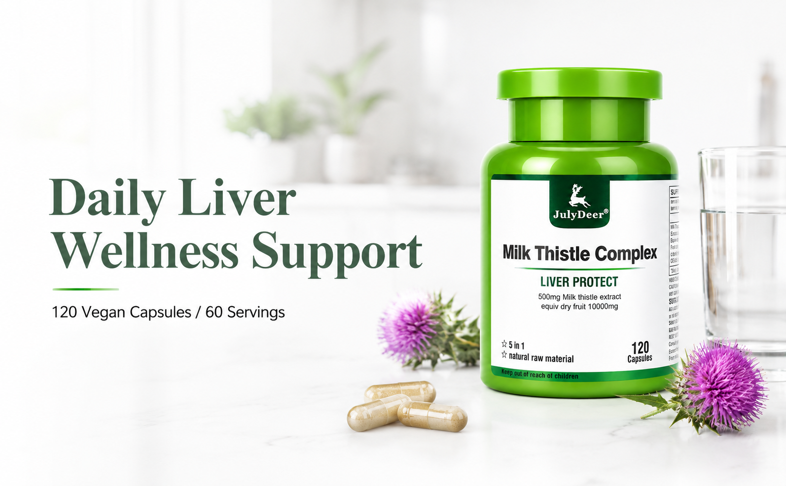 Milk Thistle Extract 500 mg, 90% Silymarin, 120 Vegan Capsules