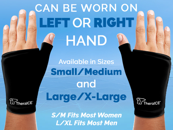 TheraICE Wrist Ice Pack Wrap Thumb Brace for Either Hand for Hot & Cold Therapy - Reusable Soft Gel Glove for Injuries, Carpal Tunnel, Arthritis, De Quervain's Tenosynovitis - Fits Most Women - S/M