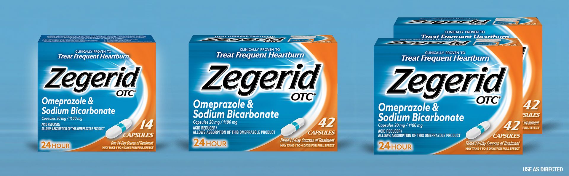 Zegerid OTC Heartburn Relief, Omeprazole 20mg + Bicarbonate, 2x42ct
