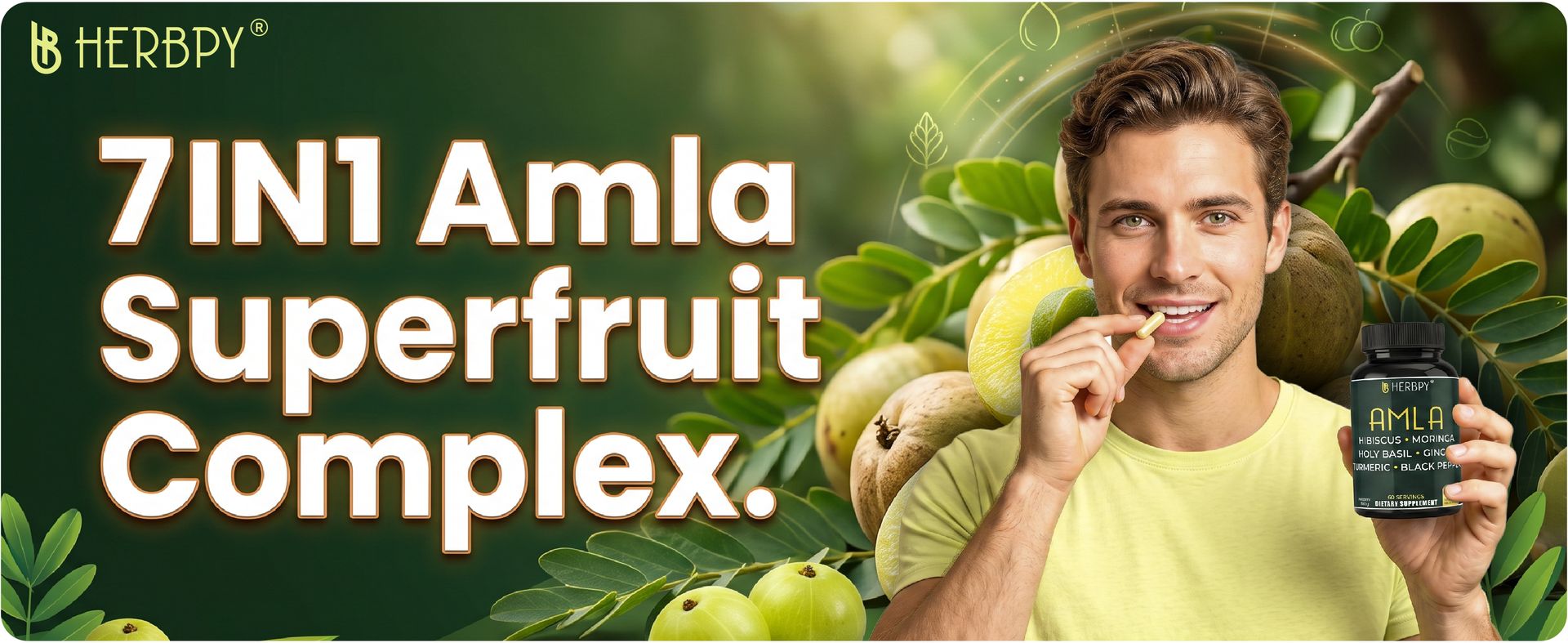 Herbpy 7in1 Amla Superfruit Extract Supplement - 60 Vegan Capsules