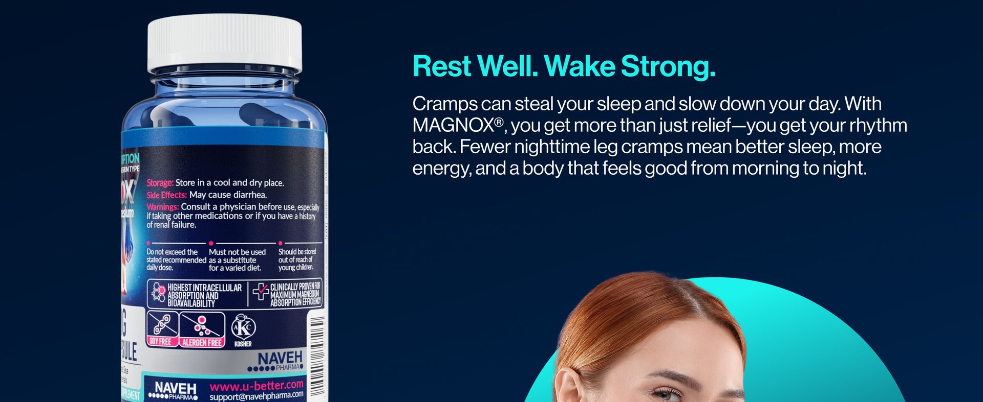 MAGNOX® Buster | Patented Clinically Tested 380mg Magnesium Supplement for Spasms & Leg Cramps at Night | One Capsule a Day for Almost Full Dosage | 3X More Absorption | Dead Sea Minerals (60 Caps)