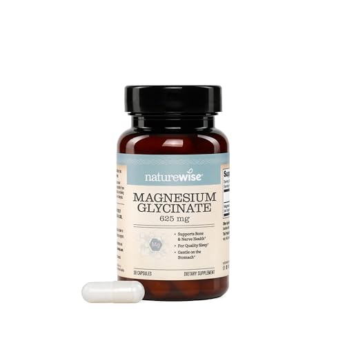 NatureWise Magnesium Glycinate 625mg, Sleep & Muscle Support, 30 Capsules