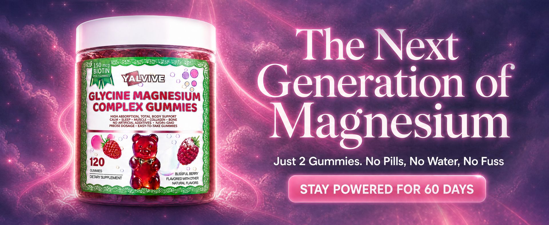 Magnesium Glycinate Gummies 1000mg, Sugar Free Magnesium Bisglycinate Supplement, Adults & Kids 4+, High Absorption with Calcium, Potassium, CoQ10 & Vitamins B6 & D3, Sleep & Muscle Support, 120 Count