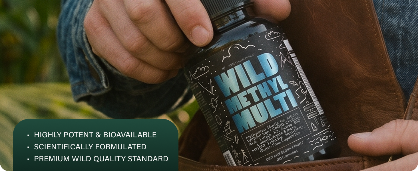 Wild Methylated Multivitamin for Men & Women, MTHFR Supplement, 60 Capsules