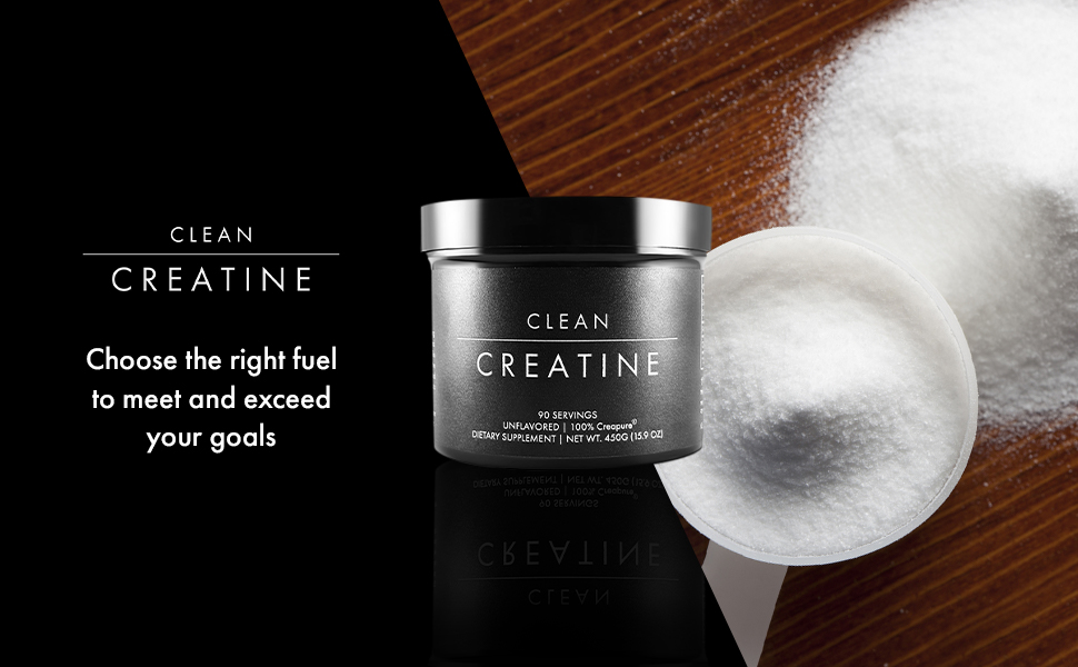CLEAN Creatine - 100% Creapure® Creatine Monohydrate Powder for Muscle Health, Performance and Cognitive Support | 3rd Party Certified by NSF | 90 Servings | Unflavored | Vegan, Keto, and Gluten-Free