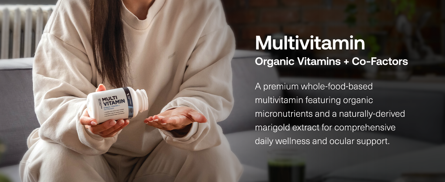 Transparent Labs Daily Multivitamin for Women - Whole-Food-Based Multivitamin for Men, Vegan, Clean, Organic Vitamin Supplement w Vitamins, Lutein, Biotin, Folate & Magnesium - 120 Capsules
