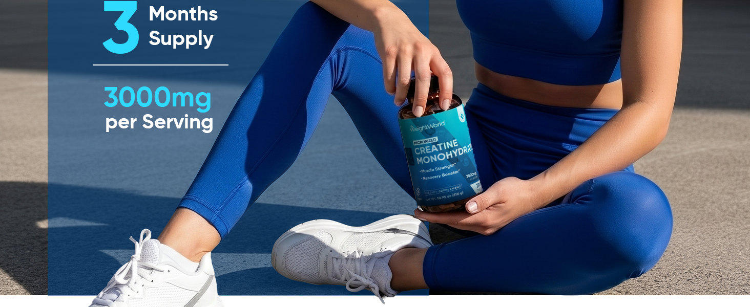 WeightWorld Micronized Creatine Monohydrate 3000mg |1000mg per Tab | 270 Ct
