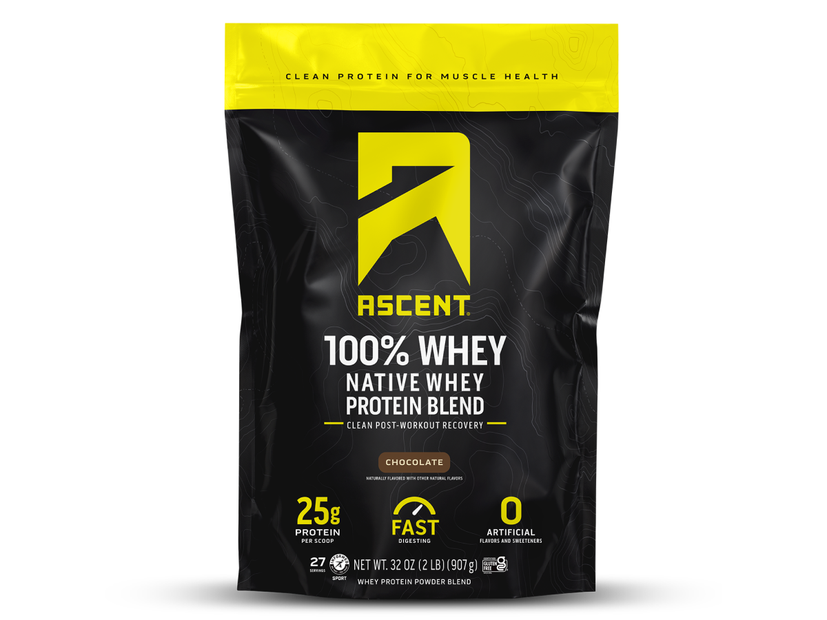 Ascent Casein Protein Powder, Micellar Casein Isolate, Chocolate, 2 lb