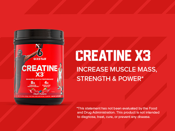 Six Star Creatine Monohydrate Powder, X3 (Fruit Punch) - 30 Servings