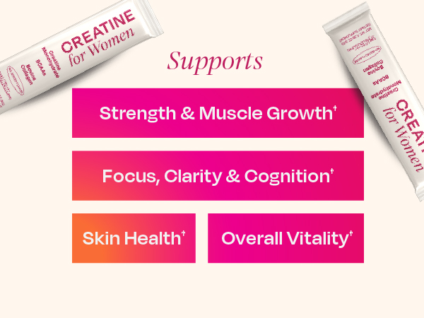 Creatine for Women with Collagen Peptides, Stick Packs, Strength Support