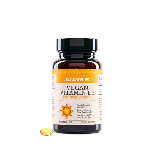 NatureWise Vegan Vitamin D3 5000IU Supplement from Lichen, 60 Softgels