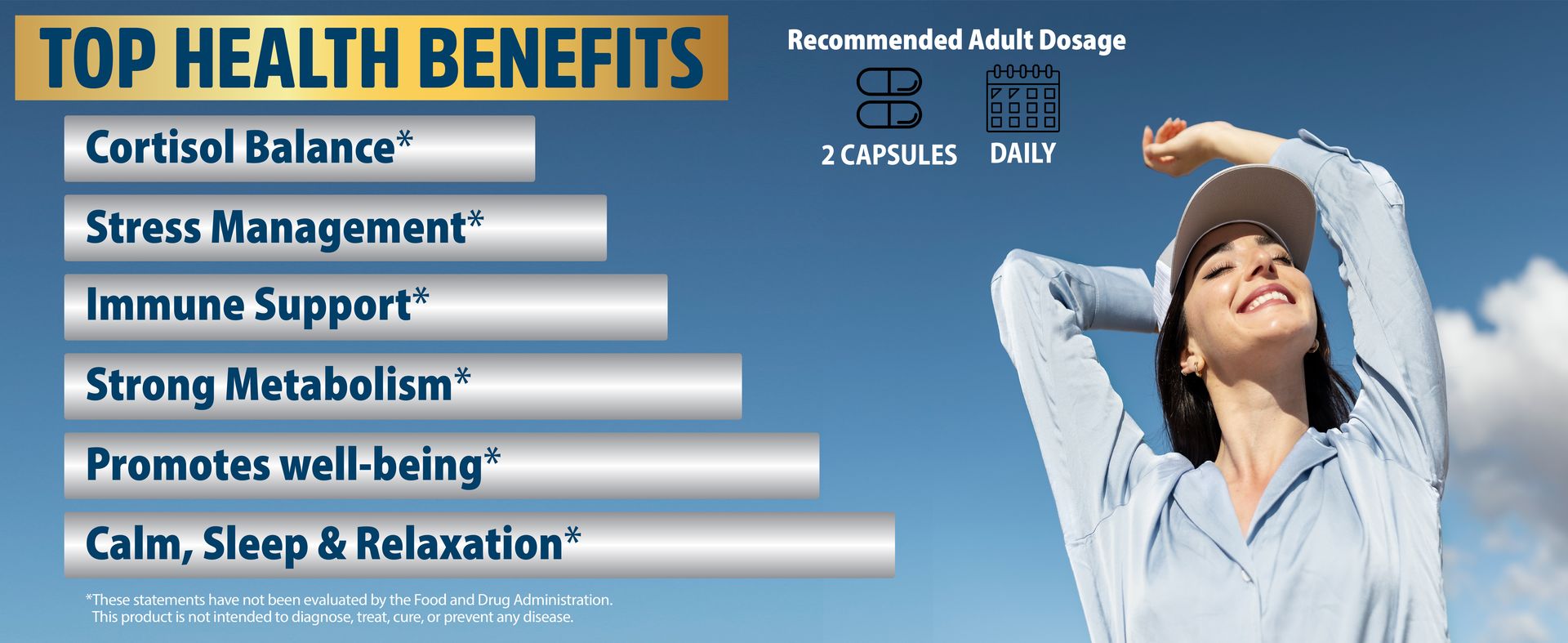 StrongVit Cortisol Supplement for Women and Men with Magnesium - 60 Caps