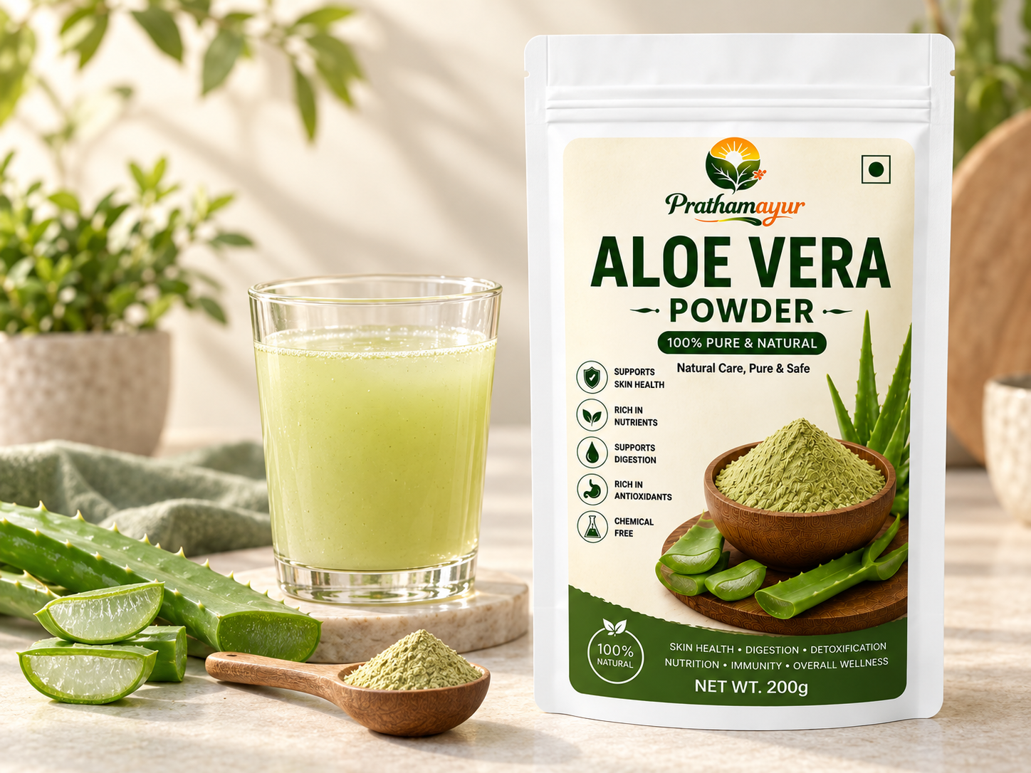 Aloe Vera Powder for Hair & Skin Care | Natural Aloevera Powder for Face Pack, Hair Mask and Scalp Care | Fine Herbal Powder for DIY Beauty Routine | 200 g
