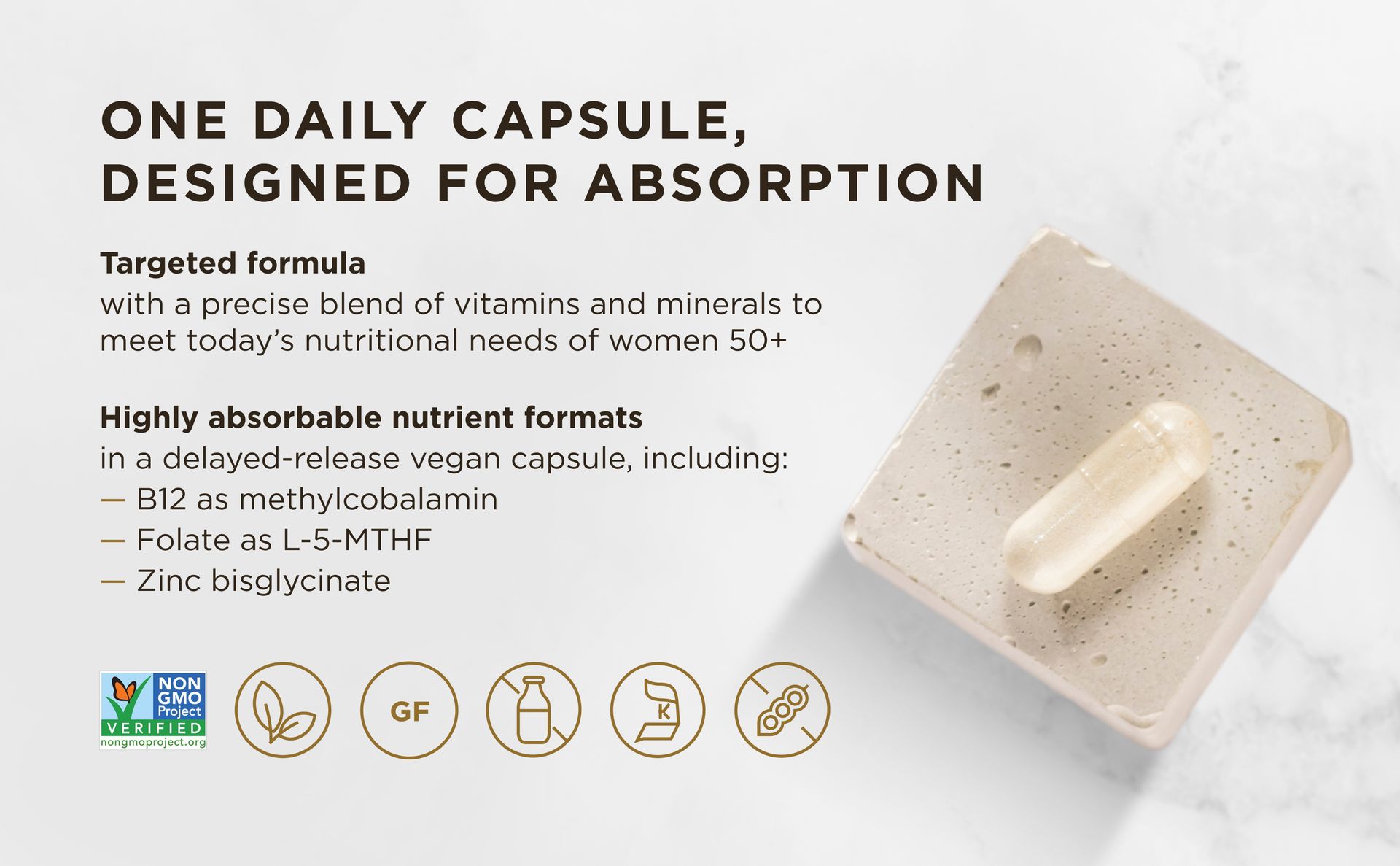 Solgar One Daily Women's Multi 50+ Multivitamin, 60 Vegan Capsules
