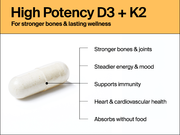 The Absorption Company Vitamin D3 K2-60 Muscle Support Capsules - 5000iu