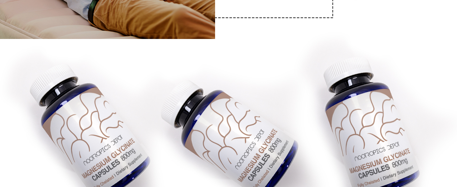 Nootropics Depot Magnesium Glycinate Capsules | Magnesium Supplement | 1600mg Magnesium Bisglycinate | 200mg Elemental Magnesium | High Absorption, Gentle on Stomach, Sleep & Muscle Support | 180ct