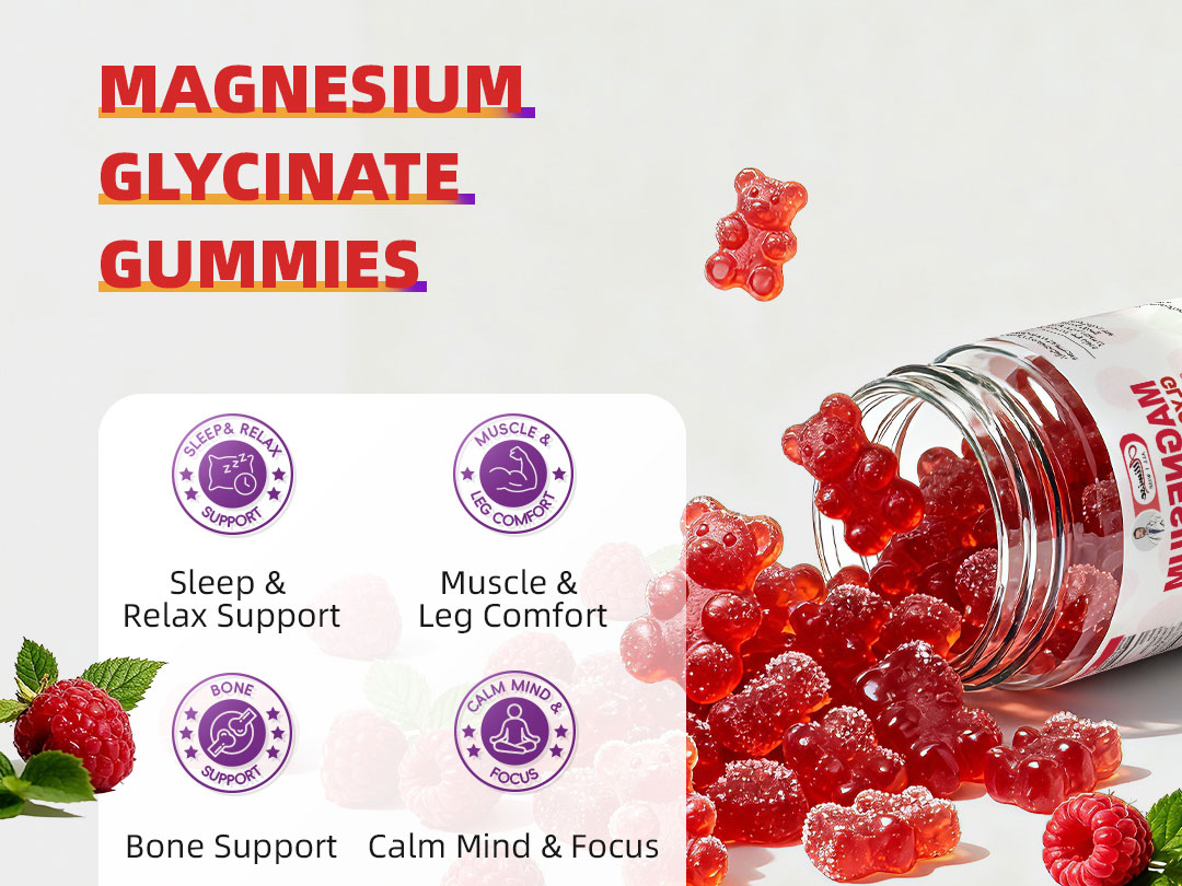 2pack Magnesium Glycinate Gummies 600mg,Magnesium Gummies Sleep & Calm