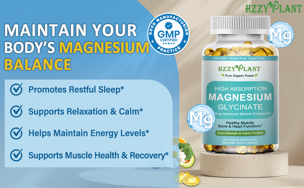 Magnesium Glycinate 500mg Softgels, High Absorption Magnesium Supplement Softgel Capsules for Muscle, Heart, Sleep & Bone Support, Stress Relief, Nerve Health & Metabolism, Non-GMO, 2 Month Supply