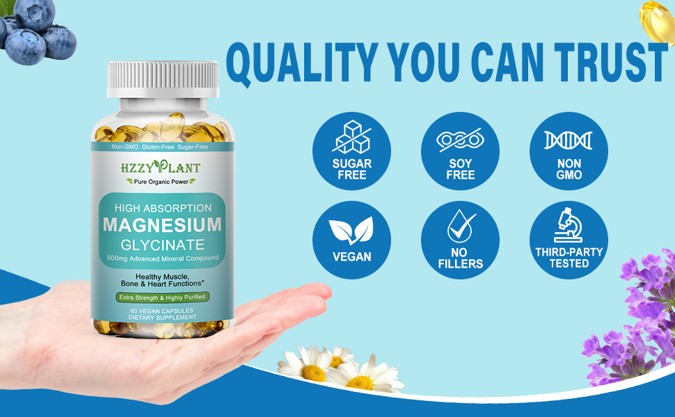 Magnesium Glycinate 500mg Softgels, High Absorption Magnesium Supplement Softgel Capsules for Muscle, Heart, Sleep & Bone Support, Stress Relief, Nerve Health & Metabolism, Non-GMO, 2 Month Supply
