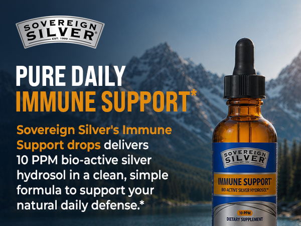 Sovereign Silver Immune Support, Colloidal Silver, 2 fl oz (59 mL)