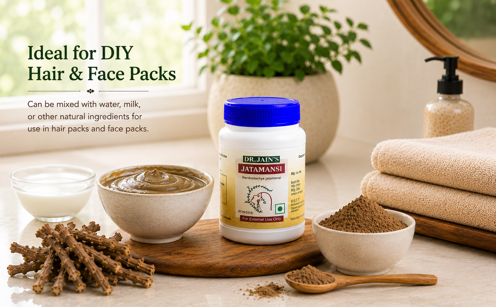 Dr. Jain's Jatamansi Ayurvedic Powder for Hair & Skin Care | 100% Natural Herbal Powder for Scalp Routine & Face Packs | 45g