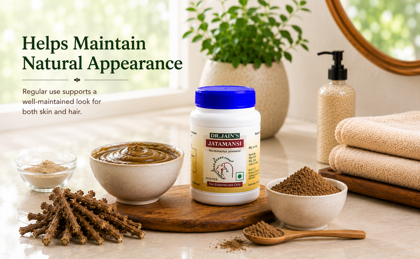 Dr. Jain's Jatamansi Ayurvedic Powder for Hair & Skin Care | 100% Natural Herbal Powder for Scalp Routine & Face Packs | 45g