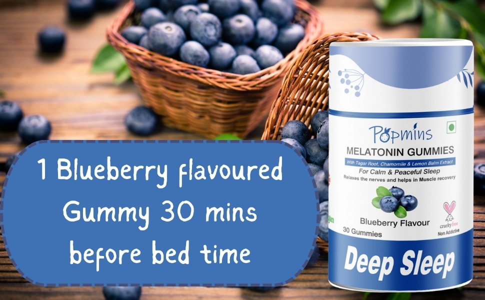 Vegan Melatonin Gummies 5mg with Ashwagandha – Sugar-Free Blueberry Sleep Gummies with Tagar Root, Chamomile & Lemon Balm – Restful Deep Sleep Aid for Men & Women – 30 Day Supply