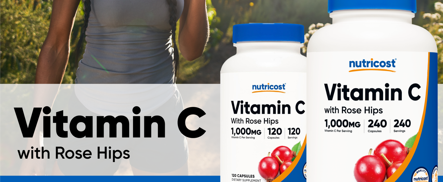 Nutricost Vitamin C with Rose Hips 1025mg, 120 Capsules, Gluten Free