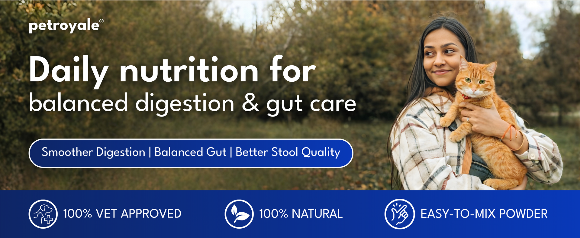 Petroyale Cat Digestive Probiotics - Cat Prebiotics & Probiotics Supplement - Prevents Diarrhea & Improves Gut Health - Cats Health Supplement for Digestion - 100 gm