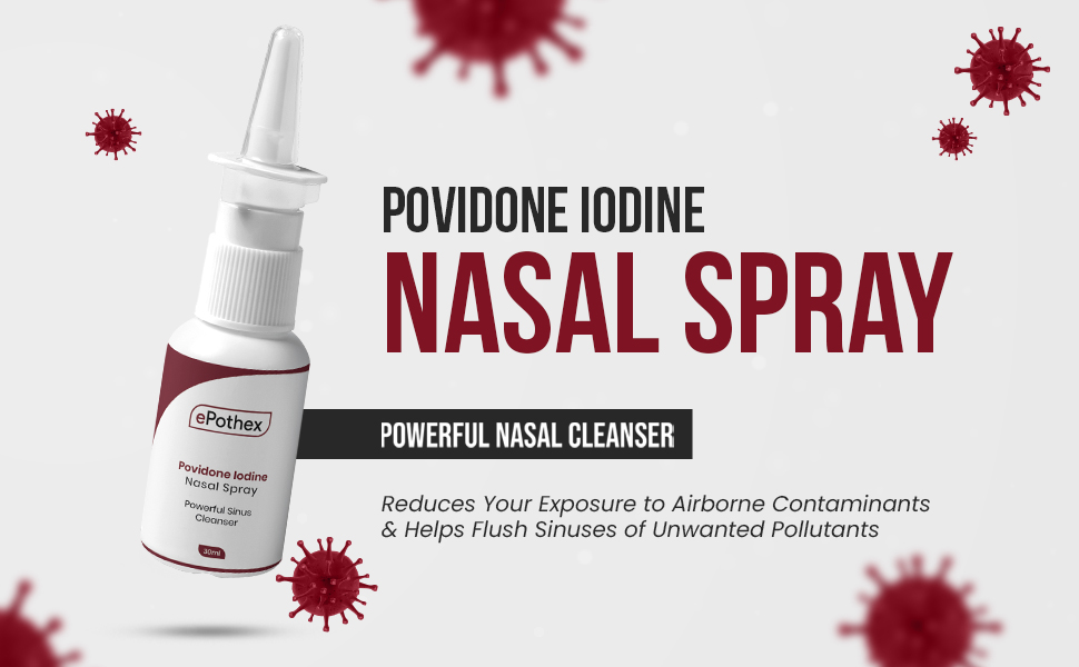 EPOTHEX 1% Povidone Iodine Nasal Spray - Nasal Rinse Solution - Moisturizing Nasal Mist - Travel Friendly - 30ml