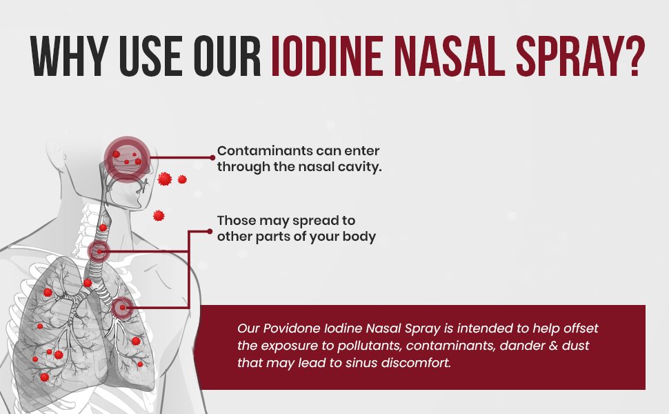 EPOTHEX 1% Povidone Iodine Nasal Spray - Nasal Rinse Solution - Moisturizing Nasal Mist - Travel Friendly - 30ml