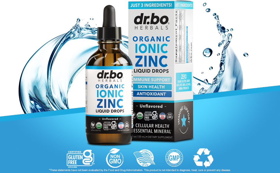 Zinc Supplements Liquid Drops Organic - Pure Organic Ionic Liquid Zinc Supplement Drops for Kids, Adults, Women & Men - Vegan, Skin Immune Support Supplements for Toddler Kids, Adults, Women, Men 4 Oz