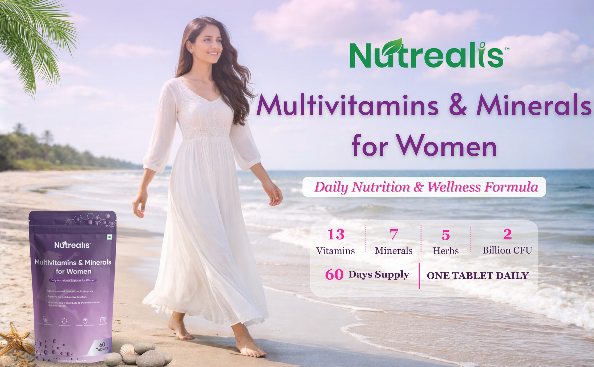 Multivitamin Tablets for Women with Iron, Probiotics, Calcium, Biotin & Cranberry (60 Tablets) | Women Multivitamin with Vitamins, Minerals & Botanical Extracts | Energy, Bone & Gut Support