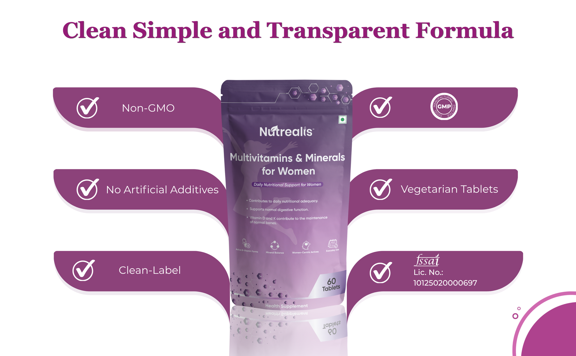 Multivitamin Tablets for Women with Iron, Probiotics, Calcium, Biotin & Cranberry (60 Tablets) | Women Multivitamin with Vitamins, Minerals & Botanical Extracts | Energy, Bone & Gut Support