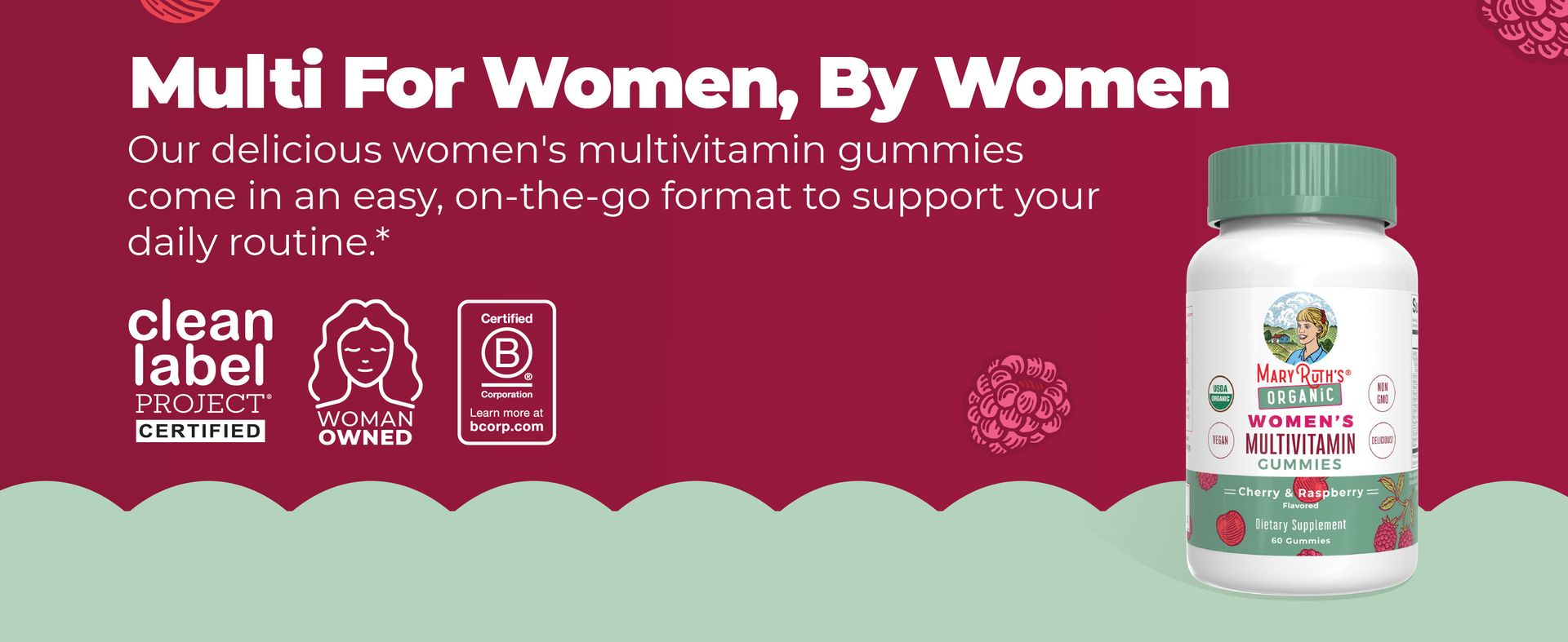 MARYRUTH'S Organic Multivitamin Gummies for Women, Hair & Skin Health, 60ct