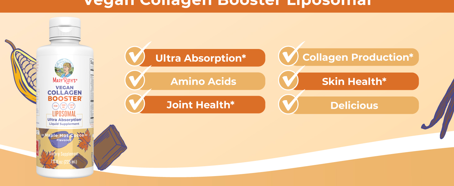 MARYRUTH'S Vegan Collagen Booster Liposomal, Sugar Free, Non-GMO, 7.6 Fl Oz