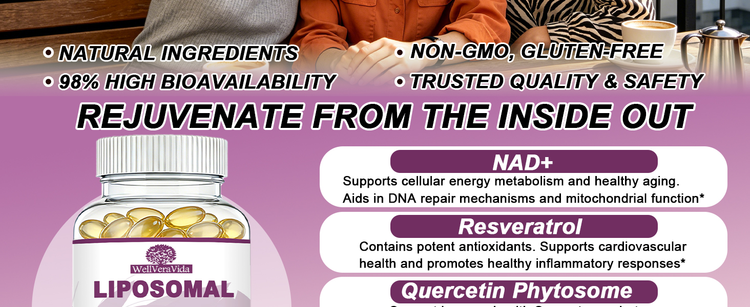 NAD+ Supplement for Women, Liposomal Nad Plus Resveratrol, NMN Alternative
