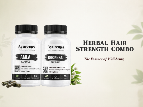 Hair Wellness Kit | Amla And Bhringraj Capsules | Herbal Hair Wellness Support | Plant-Based Ayurvedic Supplement for Scalp Care & Daily Routine | Pack of 2