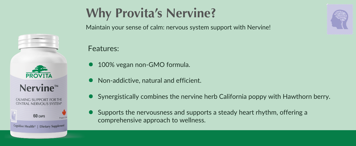 PROVITA Nervine | Natural Relaxation & Nervous System Support | California Poppy & Hawthorn | Vegan Calm Support Supplement | Evening Relaxation | Rest, Recovery & Daily Balance | 60 Veg Capsules