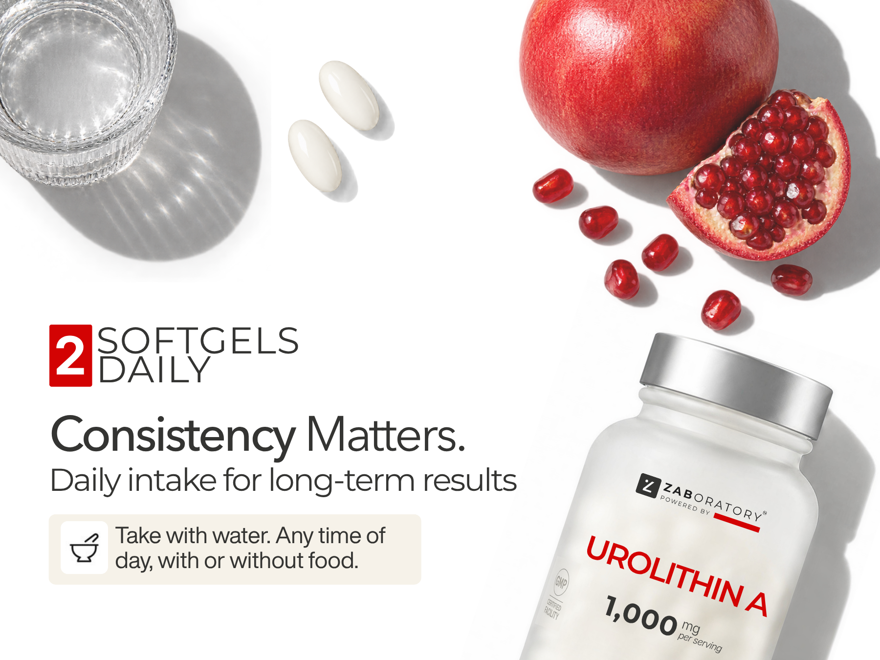 ZAB Urolithin A Supplement 1000mg Per Serving, 90 Softgels, 45 Servings
