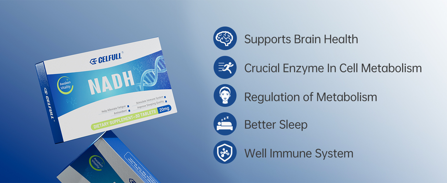CELFULL NADH Supplement NMN Alternative NAD+ Supplement for Immune Support Anti-Aging Boost Brain Cognition & Chronic Fatigue Supplements