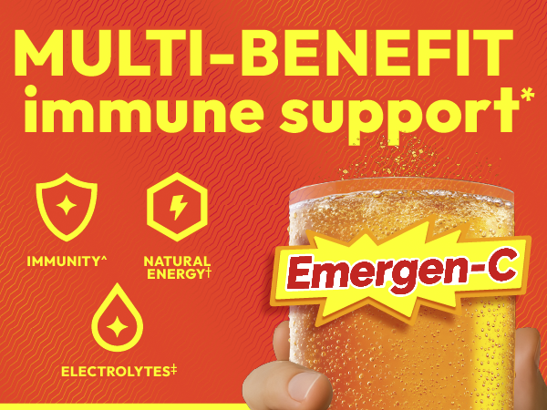 Emergen-C Vitamin C 1000mg Immune Support Powder, Orange, 30 Packets
