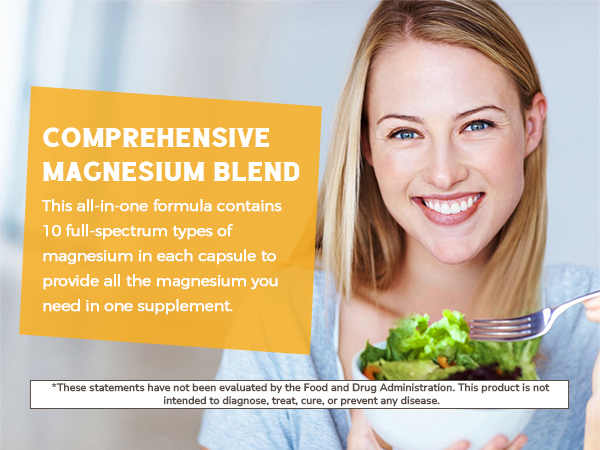 Vitalibre 10 in 1 Magnesium Complex, 420mg Elemental Magnesium 120 Capsules