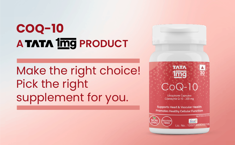 Tata 1mg CoQ 10 (Coenzyme 10) ((200mg)) Capsules, Supports Heart and Vascular Health, Promotes Healthy Cellular Function For Unisex , 50 grams