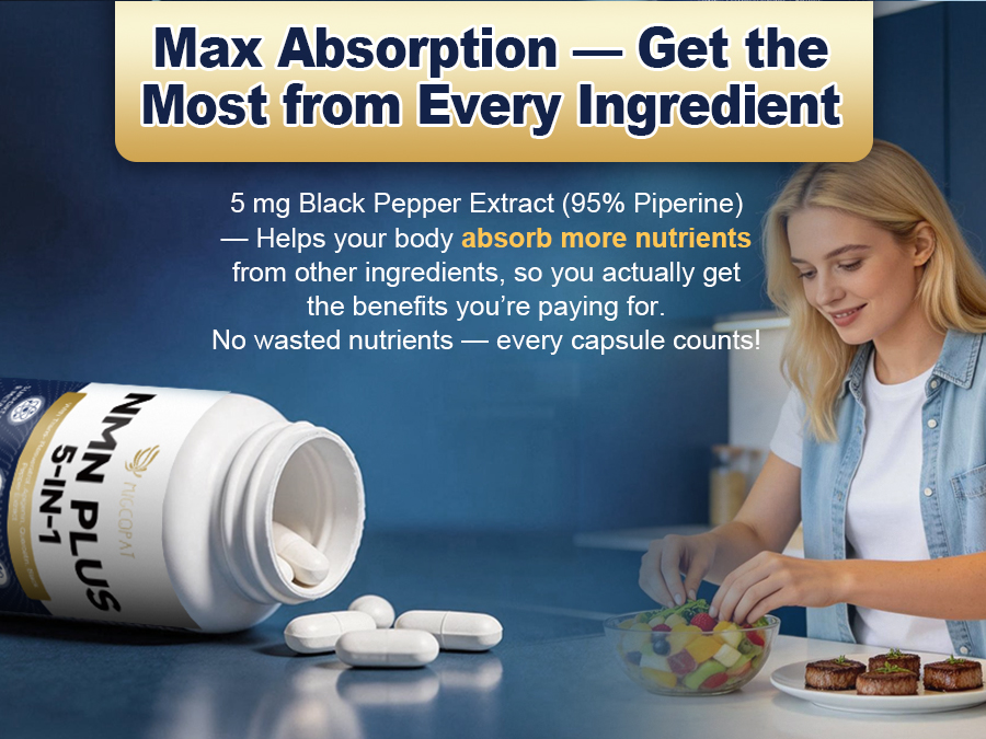 Migcopat NMN Supplement 1000mg – 5-in-1 NAD Supplement,120 Caps